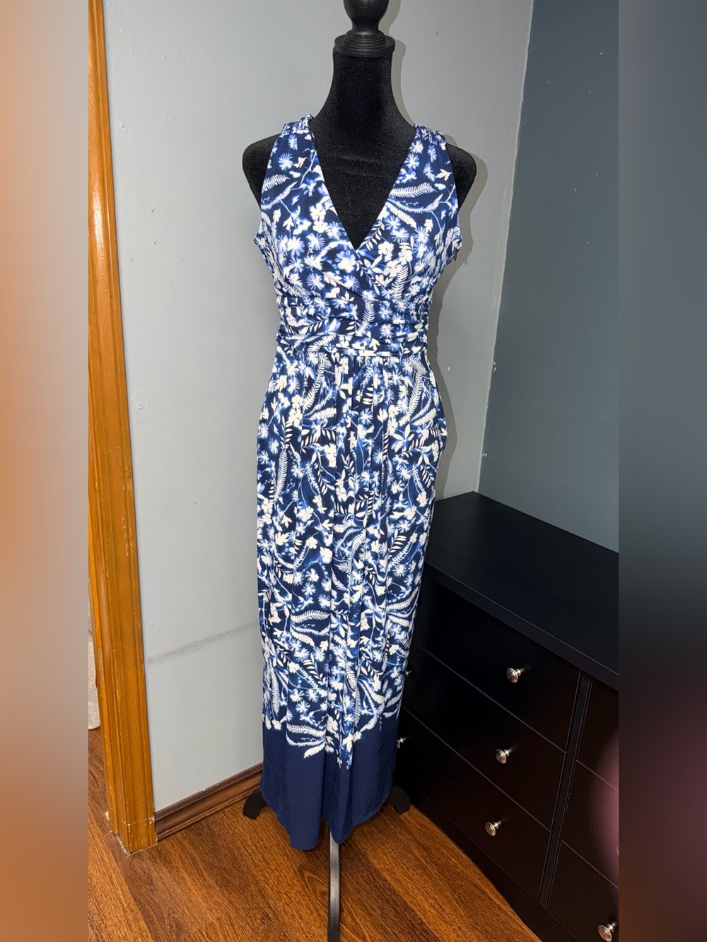 Tommy Hilfiger Navy and White Floral Maxi Dress